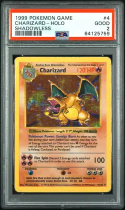 Charizard Holo Shadowless PSA 2 1999 Pokemon Game #4 - Image 1