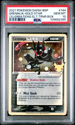 2021 POKEMON SWSH BLACK STAR PROMO #144 GRENINJA-GOLD STAR PSA 10 - Image 1