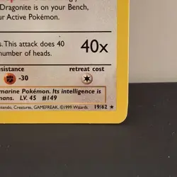 Pokemon TCG Fossil Dragonite 19/62 Non-Holo Rare HP ships fast - Image 4