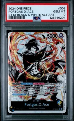 2024 ONE PIECE ST13 THREE BROTHERS #002 PORTGAS.D.ACE ALT ART PSA 10 - Image 1