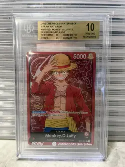 ✅ BGS 10 - Super Pre-Release - Monkey D Luffy Leader ST01-001 - One Piece - Image 1