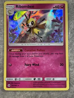 Ribombee 93/149 Pokemon TCG Card Sun Moon Sm Base Set Holo Rare (Light Play) 2 - Image 1