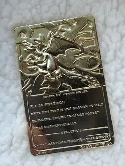 CHARIZARD POKEMON 23K GOLD PLATED TRADING CARD BURGER KING 1999 ACTULA PICS NM - Image 3