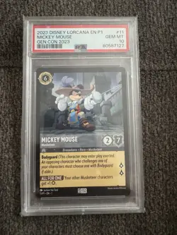 Lorcana Mickey Mouse Card Gen Con Promo 2023 Disney 11/p1 PSA 10 - Image 1