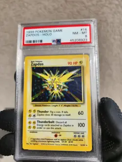 1999 Pokemon Base Set Unlimited Zapdos Holo Rare 16 TCG Card PSA 8 NM-MT Pokemon - Image 3
