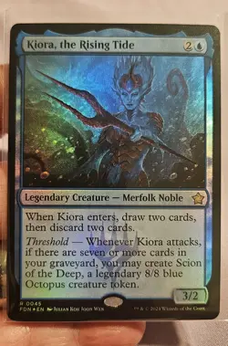 🔥 MTG Kiora The Rising Tide Foil #045 + Scion of the Deep Token Foil #013 NM 🔥 - Image 1