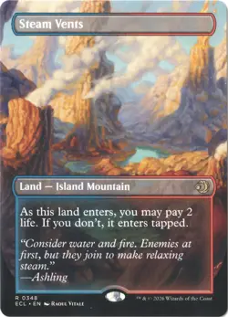 MTG Steam Vents #0348 Reversible Borderless Lorwyn Eclipsed Rare NM IN HAND - Image 2