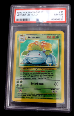 1999 Pokemon Base Set Unlimited #15 Venusaur Holo PSA 8 NM-MT - Image 1