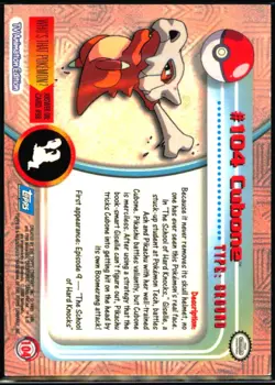 Cubone [Foil] #104 Pokemon 2000 Topps TV NM - Image 2