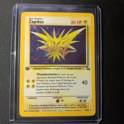 Pokemon ERROR Zapdos 1st Edition Fossil Holo Rare 15/62 Mp To Hp - Image 1