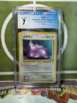 Pokemon CGC 7 Ditto Holo #132 Japanese Mystery of the Fossil 1997 Blue Label - Image 1