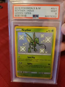 2019 Pokemon Sun & Moon Hidden Fates Scyther Shiny Holo Rare #SV1 PSA 9 Mint - Image 1