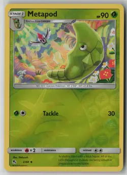 Metapod 2/68 Pokemon Hidden Fates Reverse Holo Near Mint 2 - Image 1