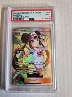 2019 POKEMON SUN & MOON COSMIC ECLIPSE #236 FULL ART/ROSA PSA 9 - Image 1