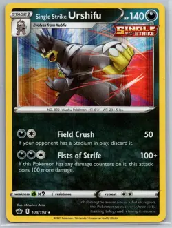 NM Single Strike Urshifu 108/198 Holo Rare Chilling Reign Pokemon 2021 - Image 1