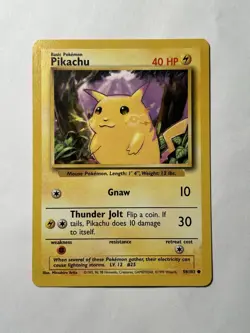 Pokemon TCG Pikachu 058/102 Base Set Regular NM Yellow Cheeks - Image 1