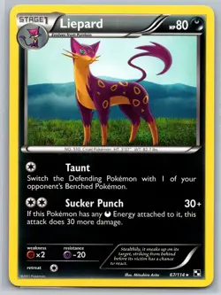 NM Liepard 67/114 Non Holo Rare Black and White Base Set Pokemon 2011 - Image 1