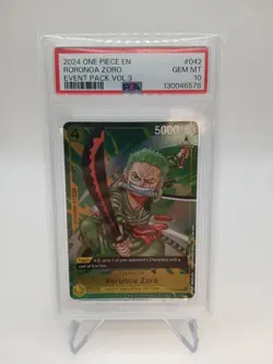 2024 ONE PIECE P-042 EVENT PACK VOL 3 PROMO RORONOA ZORO PSA 10 - Image 1