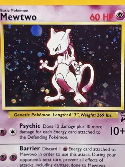 Mewtwo - 10/130 - Pokemon Base Set 2 Holo Rare Card WOTC LP - Image 2