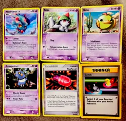 Pokemon Psychic Trainer Lot 6 Card-Misdreavus/Ralts/Natu/Croagunk/+ Power/Switch - Image 1