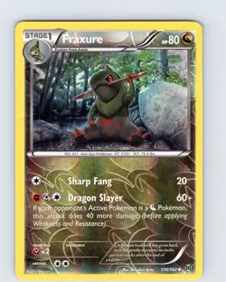 Pokemon TCG Fraxure XY BREAKthrough 110/162 Reverse Holo Uncommon Card Played MP - Image 1