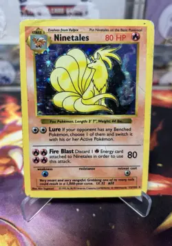 Ninetales 12/102 Holo Rare 1999 Base Set Shadowless Pokemon Card TCG - Image 1