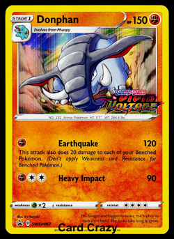 PRERELEASE Donphan SWSH067 - Vivid Voltage - Promo Pokemon Card Near Mint (NM) - Image 1
