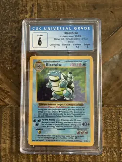 Pokemon TCG Blastoise Holo Shadowless Rare Card Base Set 2/102 CGC 6 - Image 1