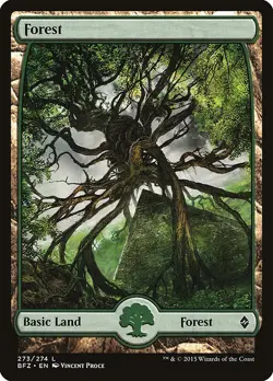 Lot of 20x Forest #273 - BFZ Battle for Zendikar - MTG Magic FULL ART Land LP/PL - Image 1