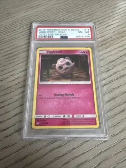 2019 POKEMON SUN & MOON DETECTIVE PIKACHU #14 JIGGLYPUFF DETECTIVE PIKACHU PSA 8 - Image 1