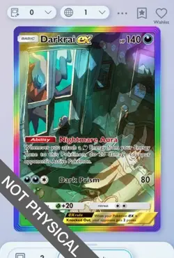 Pokemon TCG POCKET - Darkrai Rainbow Rare 2⭐, Space-time Smackdown, English - Image 1