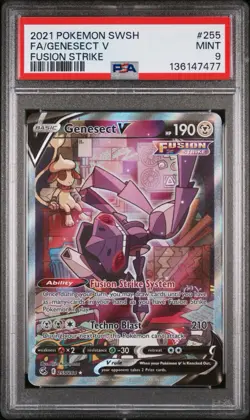 2021 POKEMON SWORD & SHIELD FUSION STRIKE #255 FULL ART/GENESECT V PSA 9 - Image 1