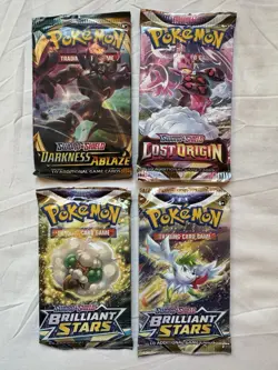 Pokemon TCG Sealed Mixed Lot Of 4 SW&SH Packs - Lost Origin Brilliant Darkness - Image 1