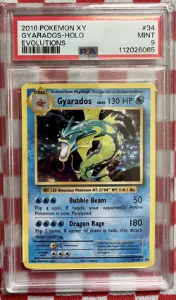 Pokemon 2016 XY Evolutions Gyarados Holo 34/108 PSA 9 Mint - Image 1