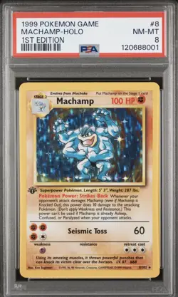 1999 Pokemon 1st Edition MACHAMP Holo #8 PSA 8 - NEAR MINT - Image 1