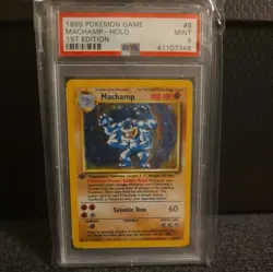 Machamp Holo Base Set 1st Edition 1999 Pokemon 8/102 PSA 9 MINT - Image 1