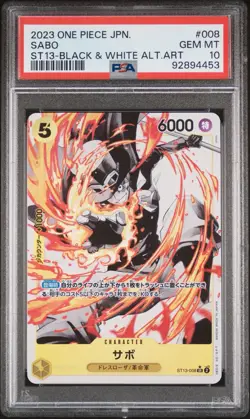 PSA 10 One Piece Japanese Sabo ST13-008 Black & White Alternate Art - Image 1