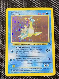 Lapras 10/62 Fossil Holo Unlimited Rare Pokemon TCG Card LP/NM - Image 1
