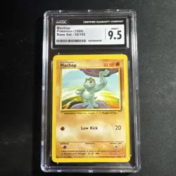 Pokemon Card Machop 52/102 Base Set Unlimited Common Mint CGC Graded 9.5 - Image 1