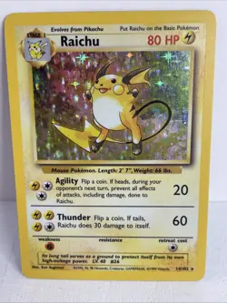 Pokemon TCG Raichu Holo Unlimited Rare Card 14/102 Base Set WOTC LP Condition - Image 1