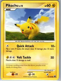 Pikachu 70/100 Non Holo Majestic Dawn - Pokemon Card - LP - Image 1