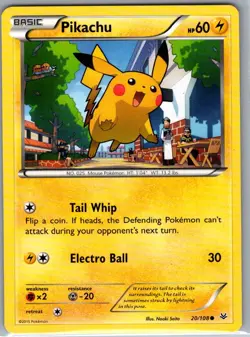 Pikachu 20/108 Non Holo XY - Roaring Skies - Pokemon Card - NM - Image 1