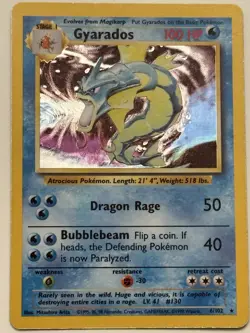 Pokemon Gyarados TCG Base Set Holo Rare Card 6/102 MP-LP Condition - Image 2