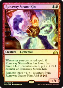 1x Runaway Steam-Kin - Foil - Promo Pack Light Play, English Planeswalker Stampe - Image 1