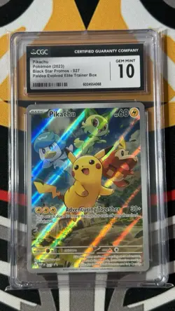 2023 Pokemon Paldea Evolved Pikachu ETB Black Star Promos 027 CGC 10 - Image 1