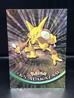 Pokemon Topps Series 1 Black Logo Holo #65 Alakazam - Image 1
