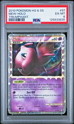PSA 6 2010 Pokemon HeartGold SoulSilver Triumphant Prime Mew 97/102 Holo Foil - Image 1