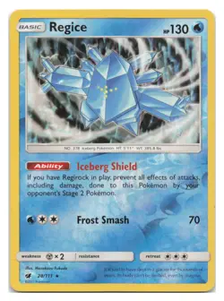 Regice #28/111 SM: Crimson Invasion Pokemon tcg REVERSE HOLO - Image 1