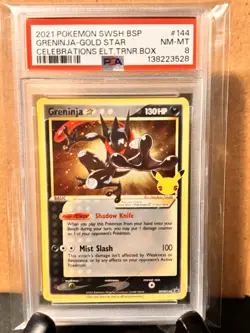 PSA 8 2021 Pokemon SWSH BSP Greninja Gold Star Celebrations Etb Promo NM-MT #144 - Image 1