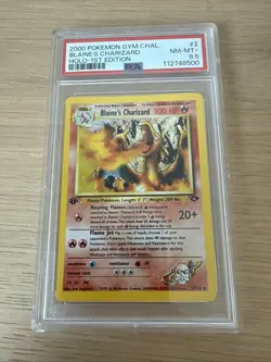 2000 Pokemon First Edition Blaine's Charizard 2/132 Gym Challenge Holo PSA 8.5 - Image 1